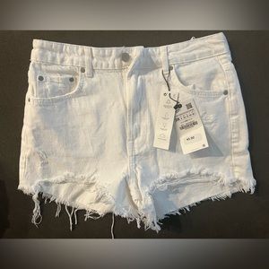 Zara high rise white jean shorts-never worn, size 38 (US 6), with tags